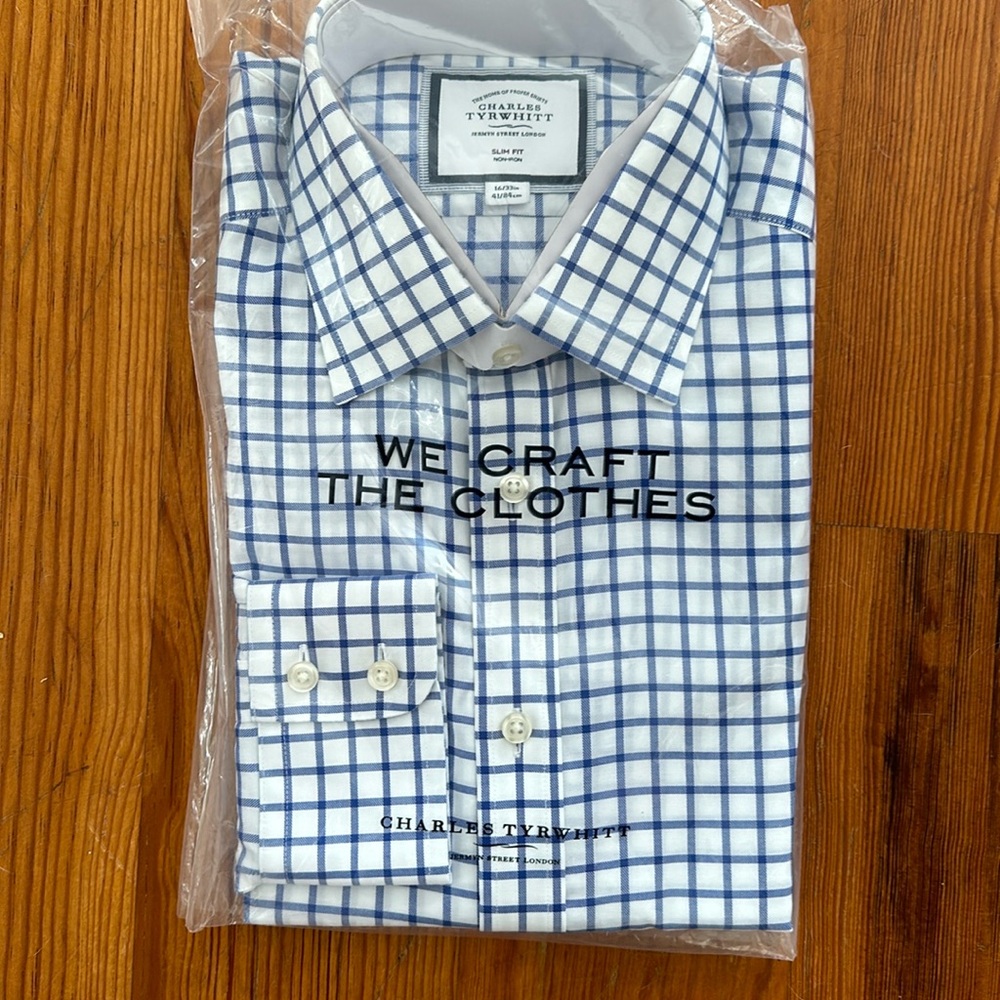 Non-Iron Twill Grid Check Shirt—Cobalt Blue (16/33)
